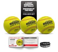 PowerNet Corbin Carroll Oversized Softball | 3 Pack | 14 Inch Ball | Genuine Leather | Softball Training Aid | Great for Pitchers
