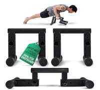 POWERNOVA Push-up Handles [3-in-1] - Adjustable for Calisthenics, Handstands & Push-ups, Wrist-friendly, Portable & Stable, Black Metal