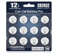 POWEROWL 12 PCS CR2032 DL2032 E-CR2032 Batteries, Child safety packaging