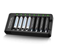 POWEROWL - 4 Pcs AA 2800mAh & 4 Pcs AAA 1000mAh Rechargeable Batteries with 8 Slot Smart Battery Charger Set, USB Fast Charging for Ni-MH