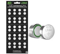 POWEROWL 40 x LR44 Batteries, High Capacity AG13 357 303 SR44 L1154F A76 Premium 1.5V Button Coin Cell Battery for Watches, Glucometers, Key Fobs, Car Keys and More