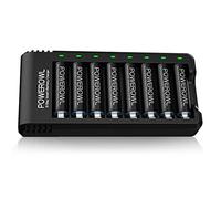POWEROWL 8 Pcs 2800mAh AA Rechargeable Batteries with 8 Slot Smart Battery Charger Set, USB Fast Charging for Ni-MH Rechargeable Batteries