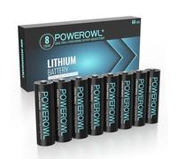 POWEROWL - 8Pcs Lithium AA Batteries 1.5V 3400mAh Ideal For High Drain Devices (Non-Rechargeable)