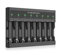 POWEROWL AA AAA Battery Charger 8 Bay, Independent Slot, USB Fast Charging for Ni-MH Rechargeable Batteries
