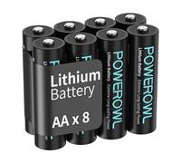 POWEROWL AA Batteries, 1.5V Lithium Battery, Double A Battery - Pack of 8 (Not Rechargeable)