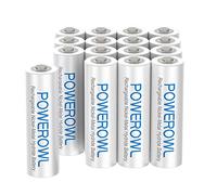 POWEROWL AAA Rechargeable Batteries -Pack of 16, Recharge up to 1200x Times, Pre-Charged NiMH Triple A Battery