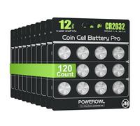 POWEROWL - CR2032 Batteries 3V Lithium 120 Pack, High Capacity 2032 DL2032 ECR2032 CR 2032 Lithium Button Cell Battery