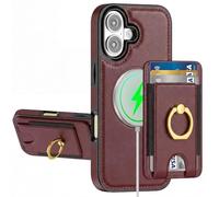 POWEROWL For iPhone 17 Phone Case Card Holder, Detachable Wallet Case with Grip, RFID Blocking, Compatible with Magsafe, for Women men, Wine Red