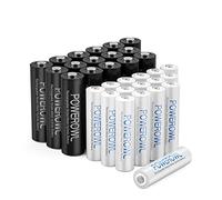 POWEROWL Pack of 32 AA AAA Rechargeable Batteries, High Capacity 16 AA 2800mAh & 16 AAA 1000mAh 1.2V NiMH Battery Low Self Discharge,Pre-Charged