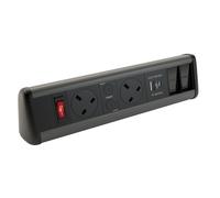 Powerpack Desktop Unit 2 x 5A sockets 2 x Cat6 Dual 5V 3.4A USB Black/Grey
