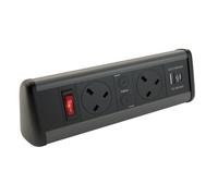 Powerpack Desktop Unit 2 x 5A sockets dual USB charger Black/Grey