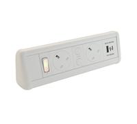 Powerpack Desktop Unit 2 x 5A sockets dual USB charger White