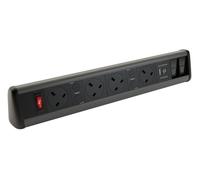 Powerpack Desktop Unit 4 x 5A sockets 2 x Cat6 Dual 5V 3.4A USB Black/Grey