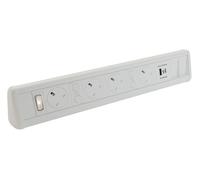 Powerpack Desktop Unit 4 x 5A sockets 2 x Cat6 Dual 5V 3.4A USB White