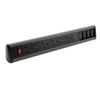 Powerpack Desktop Unit 4 x 5A sockets 4 x Cat6 Dual 5V 3.4A USB Black/Grey