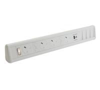 Powerpack Desktop Unit 4 x 5A sockets 4 x Cat6 Dual 5V 3.4A USB White