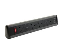 Powerpack Desktop Unit 4 x 5A sockets dual USB charger Black/Grey