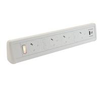 Powerpack Desktop Unit 4 x 5A sockets dual USB charger White