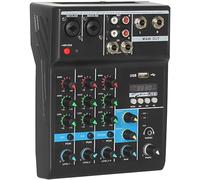 Powerpak F-4A 4 Channels Professional Audio Mixer Console System | Sound Card Digital USB Bluetooth MP3, Computer Input 48V Phantom Power Stereo DJ Studio Streaming FX 16-Bit DSP Processor