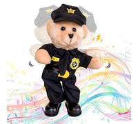 PowerPals Bad Boys What You Gonna Do Singing and Dancing Police Teddy Bear - Musical Interactive Plush Police Officer Birthday Valentine's Day Gift for Kids & Adults 14"