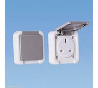 Powerparts Caravan White Grey Flush Fitting Mains Socket 240 Volt Outlet Box
