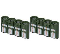 Powerpax Slim Line CR123 Battery Caddy, Military Green X 2 Pack - Each Holds 4" CR123 Batteries