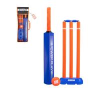 Powerplay Plastic Cricket Set Size 3 for Kids, Lightweight Ball, Stumps & Bat - Fun Outdoor Cricket Set