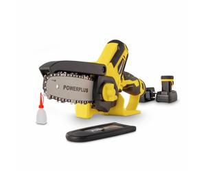 Powerplus POWXG1045-12V Cordless Chainsaw, Includes 12V Battery and Charger, Small Electric Saw with 100 mm Blade for One-Hand Operation, Garden Tools for Easy Gardening