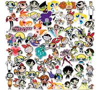 Powerpuff Girls Character 50ct Vinyl Large Deluxe Stickers Variety Pack - Laptop, Water Bottle, Scrapbooking, Tablet, Skateboard, Indoor/Outdoor - Set of 50