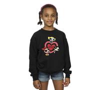 Powerpuff Girls Girl's Double Heart Sweatshirt in Black | Size: 5-6 Years Powerpuff Girls Black 5-6 Years
