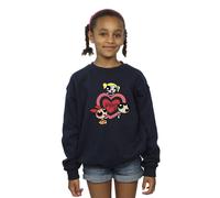 Powerpuff Girls Girl's Double Heart Sweatshirt in Navy | Size: 9 Years Powerpuff Girls Navy 9 Years