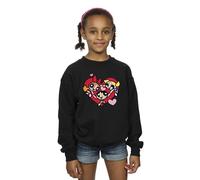 Powerpuff Girls Girl's Holding Hands Heart Sweatshirt in Black | Size: 7-8 Years Powerpuff Girls Black 7-8 Years