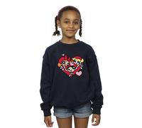 Powerpuff Girls Girl's Holding Hands Heart Sweatshirt in Navy | Size: 5-6 Years Powerpuff Girls Navy 5-6 Years