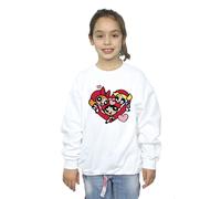 Powerpuff Girls Girl's Holding Hands Heart Sweatshirt in White | Size: 3-4 Years Powerpuff Girls White 3-4 Years