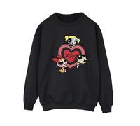 Powerpuff Girls Women's Double Heart Sweatshirt in Black | Size: 5XL Powerpuff Girls Black 5XL