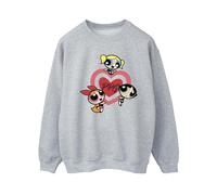 Powerpuff Girls Women's Double Heart Sweatshirt in Grey | Size: Medium Powerpuff Girls Grey M