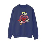 Powerpuff Girls Women's Double Heart Sweatshirt in Navy | Size: Medium Powerpuff Girls Navy M
