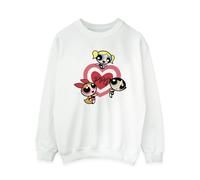 Powerpuff Girls Women's Double Heart Sweatshirt in White | Size: Medium Powerpuff Girls White M