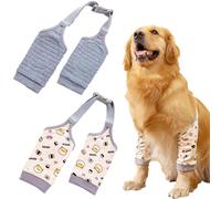 Powerruif 2 Pieces Dog Leg Protector, Dog Knee Brace to Prevent Licking Wounds Suitable for Medium and Large Dogs (Yellow, Grey XXL)