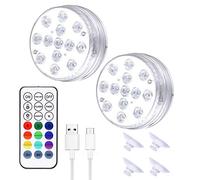 powers Submersible LED Lights Underwater Light?USB Rechargeable Swimming Pool Lamp?IP68 Waterproof Remote Control for Swimming Pools, Fish Tanks, Home Decoration and Lighting