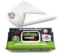 PowerScrub by Crocodile Cloth - 80 Textured Cloths, 10in X 15in. Large, Moist, Absorbent & Disposable Cleaning Cloths. Safe on Skin and Multiple Surfaces - Tools, Wood, Plastic, Metals