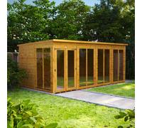 Powersheds Pent Roof Summerhouse 16' x 8', Golden Brown Timber Shiplap Tongue & Groove