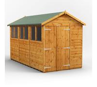 Powersheds Apex Roof Double Door Garden Shed 12ft x 6ft - Golden Brown
