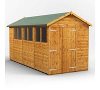 Powersheds Apex Roof Double Door Garden Shed 14ft x 6ft - Golden Brown