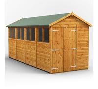 Powersheds Apex 16' x 6' Double Door Garden Shed, Brown