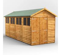 16X6 Power Overlap Apex Double Door Shed, Brown