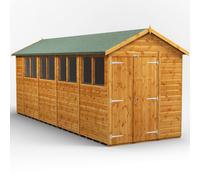Powersheds Apex 18' x 6' Double Door Garden Shed, Brown