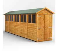 Power Apex 20' x 4' Double Door Garden Shed, Brown