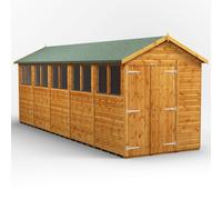 Powersheds Apex 20' x 6' Double Door Garden Shed, Brown