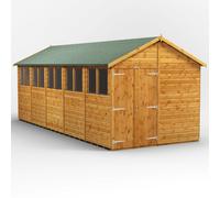 Powersheds Apex Roof Double Door Garden Shed 20ft x 8ft - Golden Brown